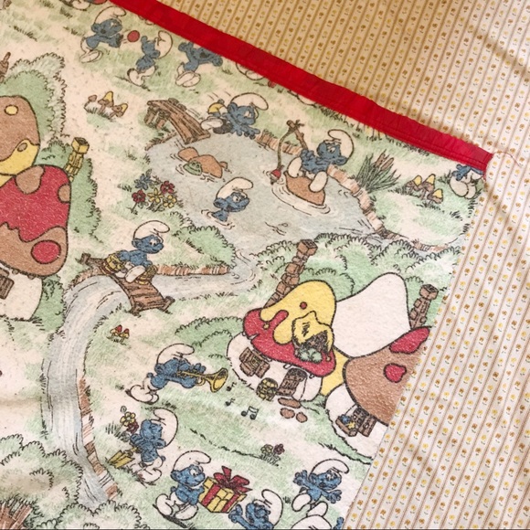 Vintage 80s Smurf Blanket Esmond - Picture 3 of 4